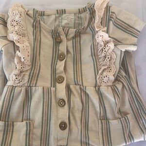 Jessica Simpson Beige Striped Bodysuit with Lace